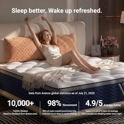 SyncDeep Queen Mattress 12 Inch, Firm Hybrid Cooling, Lumbar Support, view 4