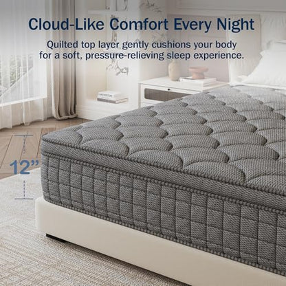 12-Inch Full Mattress, Memory Foam and Spring Hybrid Mattress, Medium Firmness, view 6
