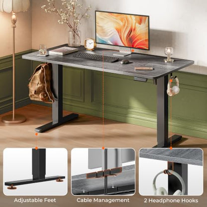 55 x 28 Large Electric Standing Desk, Height Adjustable Desk, 27.6" Deep Desktop, view 7