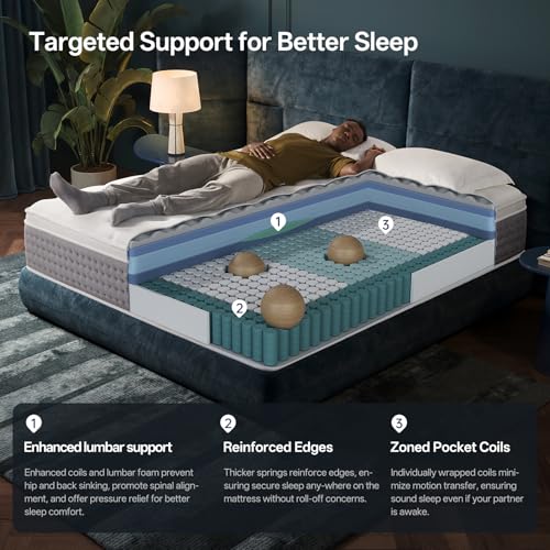 DSOUL King Mattress, 14 Inch Medium Firm Hybrid with Motion Isolation, view 6