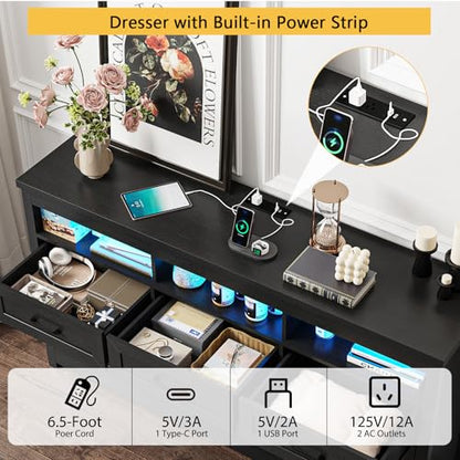 Farmhouse 9 Drawer Dresser with LED Lights, view 6