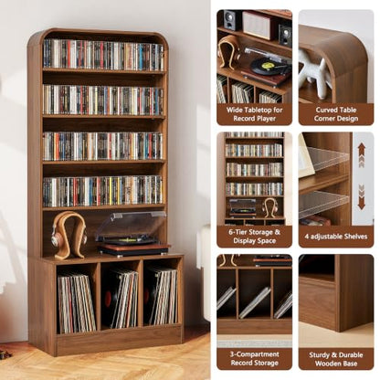 71” Tall Record Player Stand with Vinyl Storage, Turntable Stand Table, view 6