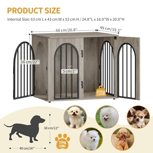 26.8'' Dog Crate Furniture, Dog Kennel Indoor for Small Dogs, view 3