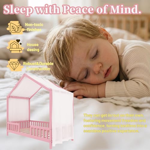 Full Montessori House Bed with High Rails, view 8