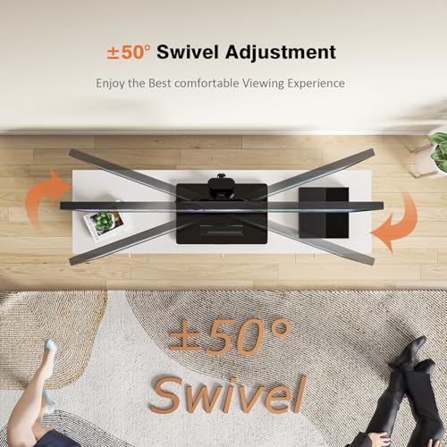 Universal Swivel TV Stand/Base Table Top TV Stand for 13 to 39 inch TVs with 100 Degree Swivel, 4 Level Height Adjustable, Heavy Duty Tempered Glass Base, Holds up to 88lbs, HT07B-002