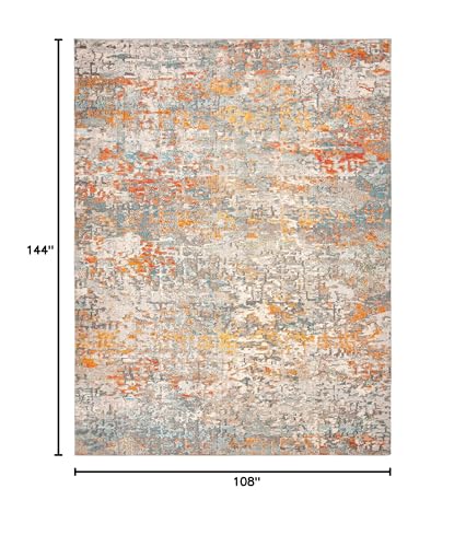 SAFAVIEH Madison Collection Area Rug - 9' x 12', Grey & Orange, Modern Abstract Design, Non-Shedding & Easy Care, Ideal for High Traffic Areas in Living Room, Bedroom (MAD460F)