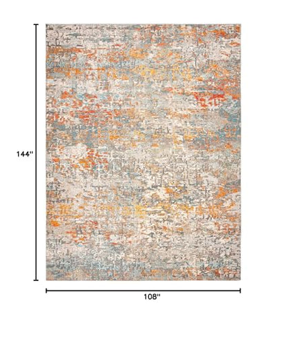 SAFAVIEH Madison Collection Area Rug - 9' x 12', Grey & Orange, Modern Abstract Design, Non-Shedding & Easy Care, Ideal for High Traffic Areas in Living Room, Bedroom (MAD460F)