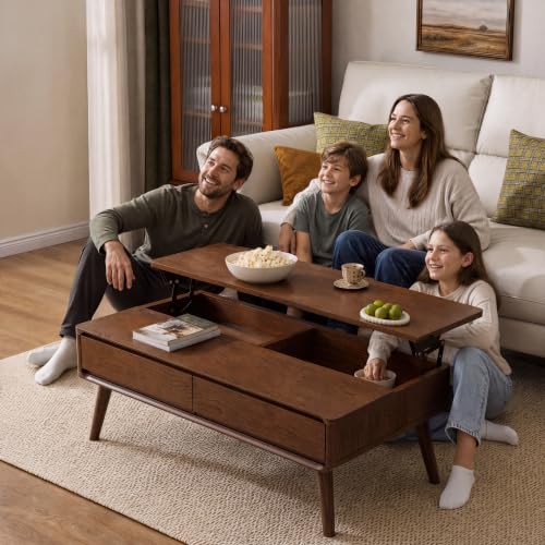 Solid Oak Wood Lift Top Coffee Table for Living Room, Fully-Assembled, view 5