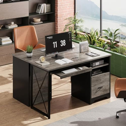 47 Inch Industrial Computer Desk with Drawers, view 6
