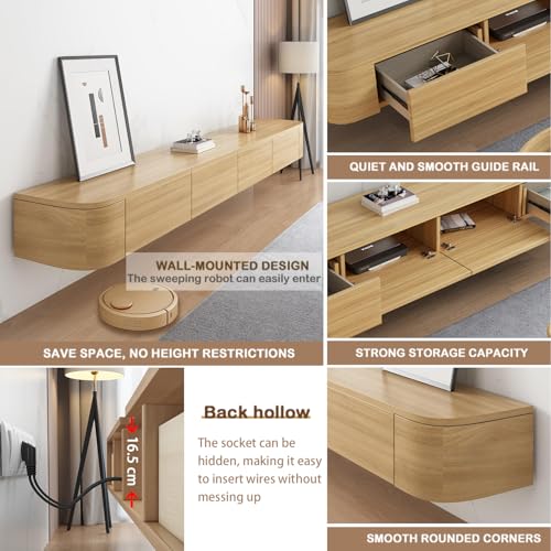 Modern Floating TV Stand, Wall-Mounted Entertainment Media Console, view 8