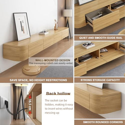 Modern Floating TV Stand, Wall-Mounted Entertainment Media Console, view 8