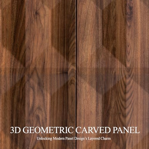 118" Sideboard Buffet Cabinet with 3D Geometric Doors, Long Credenza, view 5