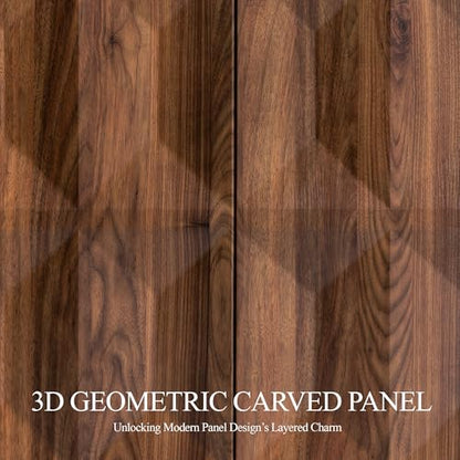 118" Sideboard Buffet Cabinet with 3D Geometric Doors, Long Credenza, view 5