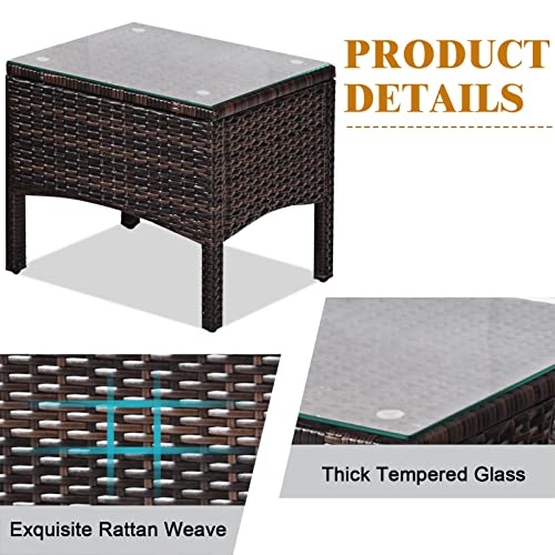 3 Piece Patio Furniture Set, Outdoor Wicker Conversation Bistro Set with 4 Cushions, All Weather PE Rattan Furniture Set for Garden, Backyard, Porch, Poolside (Beige)