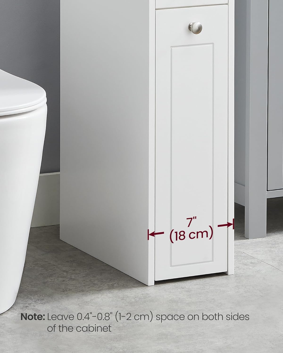 Small Bathroom Storage Cabinet, Slim Organizer with Slide Out Drawers, Toilet Paper Holder, for Small Spaces, White UBBC847P31