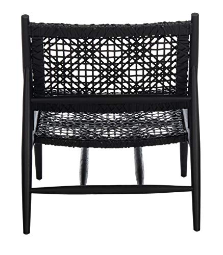 Safavieh Home Bandelier Black and Black Leather Weave Accent Chair