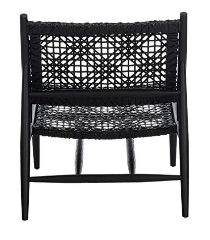 Safavieh Home Bandelier Black and Black Leather Weave Accent Chair