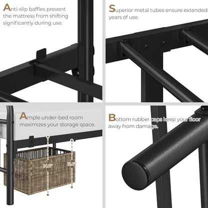 Full Metal Bed Frame with Vintage Spindle Headboard Black, view 5