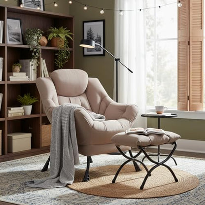 Lazy Chair Khaki Foldable Footrest Thick Cushion Armrests, view 3