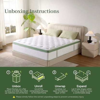 Full Size Mattress,12 Inch Hybrid Full Mattress in a Box with Memory Foam and Pocket Spring for Pressure Relief & Comfort Sleep & Zoned Support, Medium Firm,CertiPUR-US CertiPUR-US Certified