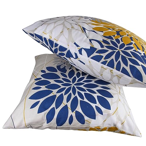 Flower Throw Pillow Covers 18x18 Set of 2, Flowers Pillow Cushion Cases, Modern Decorative Square Pillowcases for Sofa Couch Bedroom Living Room Car (18X18in Set of 2, Beige Flower) (2QE3005)