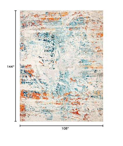 SAFAVIEH Madison Collection Area Rug - 9' x 12', Cream & Orange, Modern Abstract Design, Non-Shedding & Easy Care, Ideal for High Traffic Areas in Living Room, Bedroom (MAD478B)