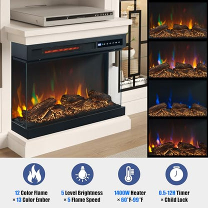 59 Inch LED TV Stand with 3-Side Glass Fireplace, view 6