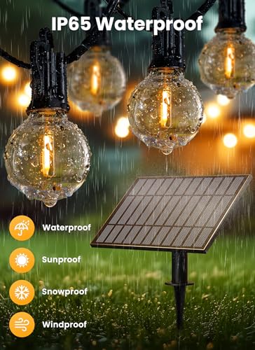 108FT 52LED Solar String Lights Outdoor with Remote & USB Port, view 4