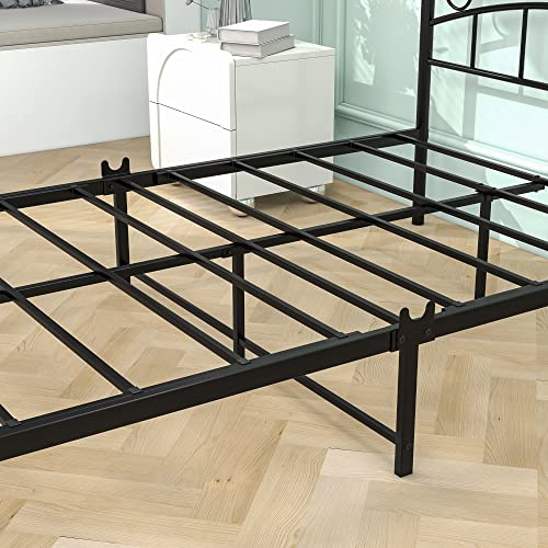Metal Canopy Bed Frame Four-Poster, Full, Black, view 6