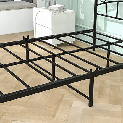 Metal Canopy Bed Frame Four-Poster, Full, Black, view 6