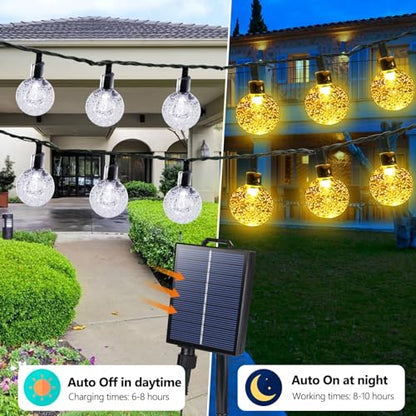 Solar String Lights Outdoor, 65FT 100LED Globe String Lights 8 Lighting Modes, Waterproof Solar Powered Patio Light for Garden Yard Porch Wedding Party Outdoor Decor (Warm White)