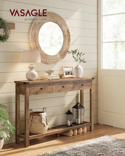 47.2" Narrow Console Table with 3 Drawers and Open Storage Shelf, view 3
