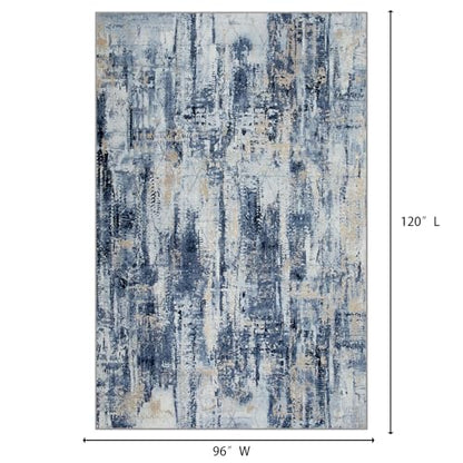 8x10 Area Rugs Washable Rug: Large Modern Abstract Living Room Rug Soft Anti-Skid Thin Carpet Indoor Floor Non-Shedding Carpets for Bedroom Dining Room Farmhouse Nursery Home Office Blue Gold