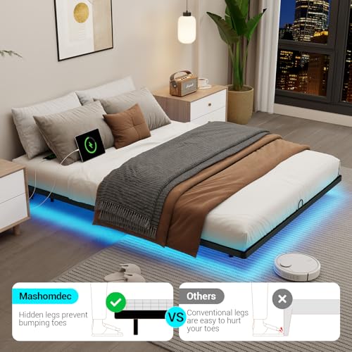 Queen Metal Bed Frame with Smart Lights and Charging Station, view 5