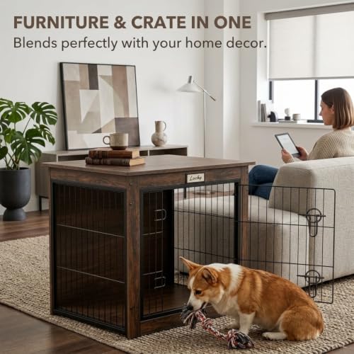 Indoor Dog Kennel End Table for Small Medium Dogs, view 4