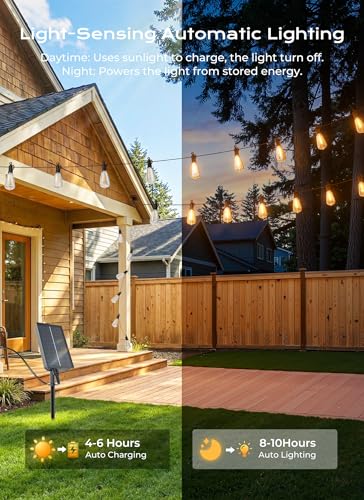 52FT Solar String Lights Outdoor Waterproof, Patio Lights with Remote & Timer, view 5