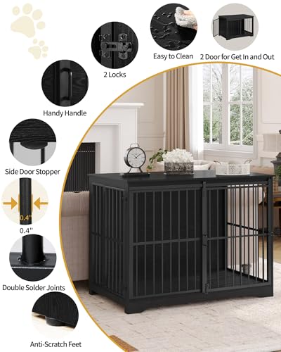 46.9" XXL Dog Crate Furniture Indoor Dog Kennel with Barn Door, view 8