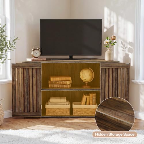 53" Farmhouse Corner TV Stand with Storage for TVs up to 65 Inch, view 7