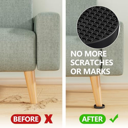 Non Slip Furniture Pads - 2" Anti Skid Caster Cups, 12PCS Round Furniture Coasters for Hardwood Floors, Anti Slide Furniture Cup Bed Couch Floor Protectors,Furniture Stoppers to Prevent Sliding(Black)
