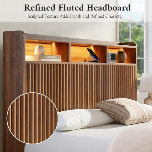 Queen Bed Frame with Headboard and Storage Drawers, view 4