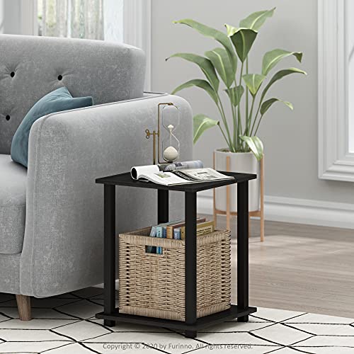 Furinno Simplistic Set of 2 End Table, Americano/Black & Simple Design Coffee Table, Espresso