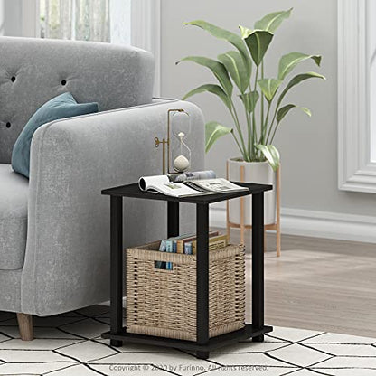 Furinno Simplistic Set of 2 End Table, Americano/Black & Simple Design Coffee Table, Espresso