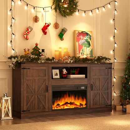 64" Farmhouse Fireplace TV Stand for 75" TVs, view 6