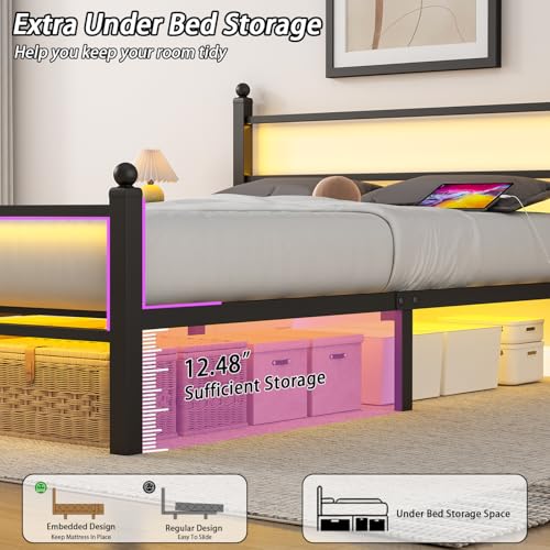 Full Size Bed Frame with Headboard and Footboard, view 5