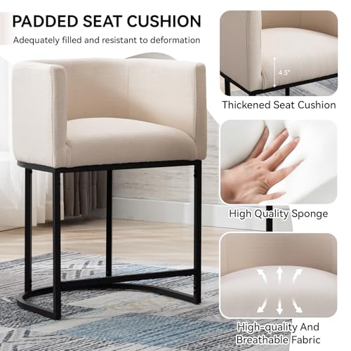 Contemporary Cream Linen Bar Stools Set of 3, view 6