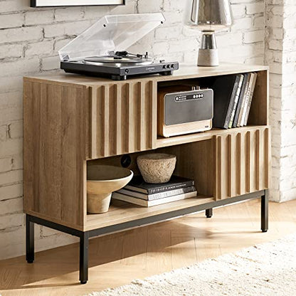 Norwin Entryway Table, Sturdy Modern Rustic Industrial Farmhouse Sofa Table, Display Storage Shelf, Accent Cabinet, Oak Wood TV Stand, Entertainment Center, Media Console, Living Room (Single)
