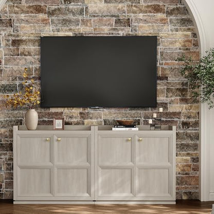 Buffet Cabinet with Storage 34" Sideboard Accent Storage Cabinet for Bedroom Dining Room Living Room Entryway with Doors & Shelves Modern Buffet Table with Golden Handle Credenza Side Board
