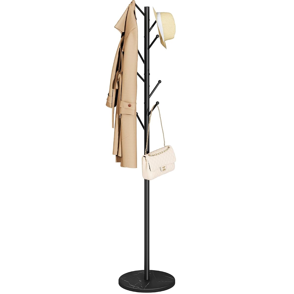 Coat Rack Freestanding with Natural Marble Base