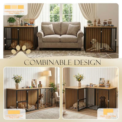 Large Double Dog Crate Furniture, Dark, view 3