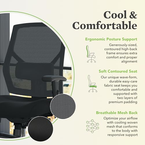 Crio Ergonomic Office Chair, Office Desk Computer Chair, Black, view 6